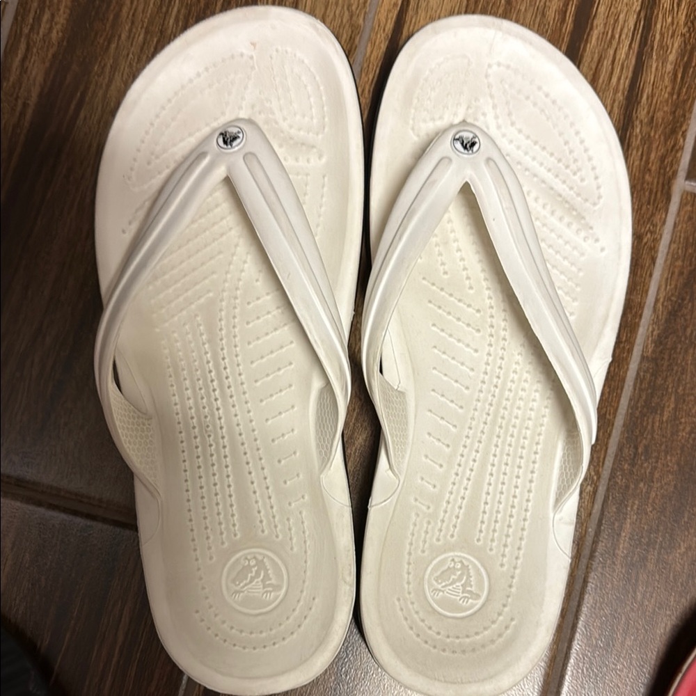 White Crocs Flip Flops